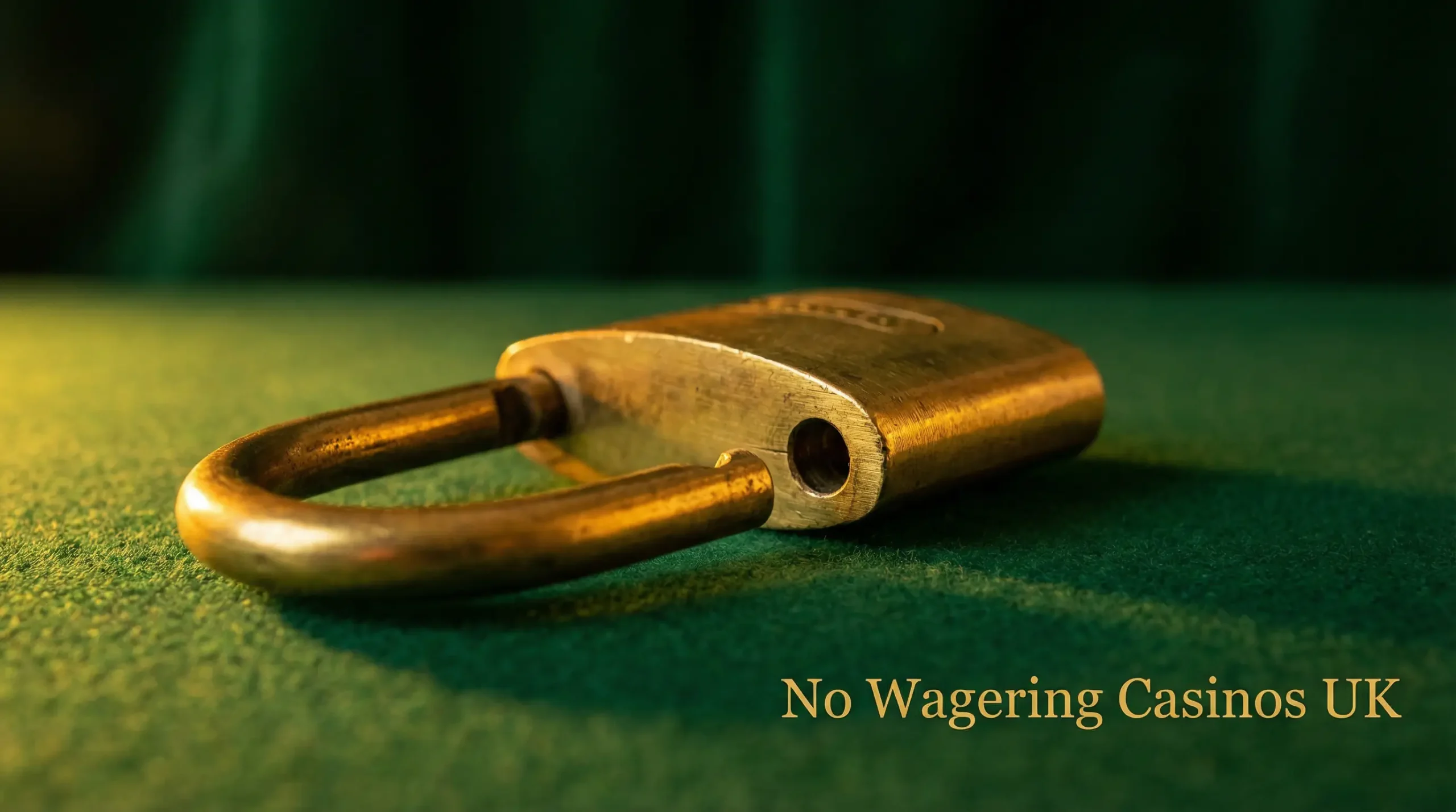 An open padlock resting on green felt, symbolising no-wagering freedom