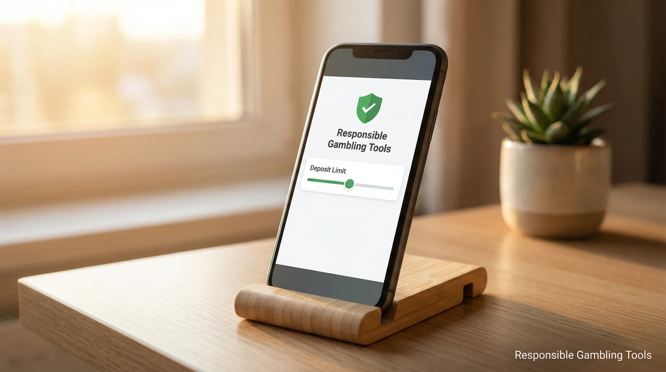 A smartphone screen showing a deposit limit setting interface with a protective shield icon